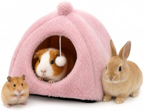 Guinea Pig Bed House Cozy Cave for Hamsters,Hedgehogs Small Rabbits (Pink)