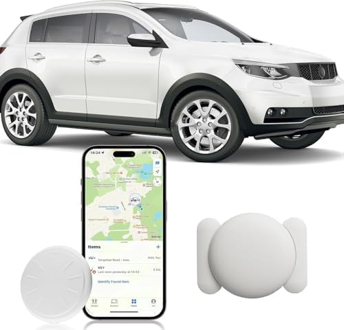 GPS Tracking Device,Real Time Vehicles Tracker with Magnetic Waterproof Case,No Monthly Fee Hidden Car GPS Tracker for Car Work with Apple Find My(iOS Only),No Subscription Required (White,1PCS)