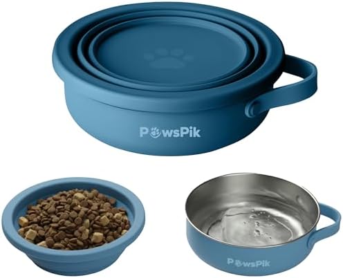 PawsPik 2-in-1 Travel Dog & Cat Bowl – Collapsible BPA-Free Silicone