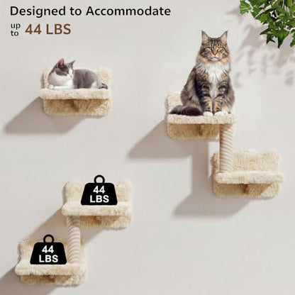 Cat Wall Furniture, 9 in 1 Cat Wall Shelves Set with Bridge, Beige