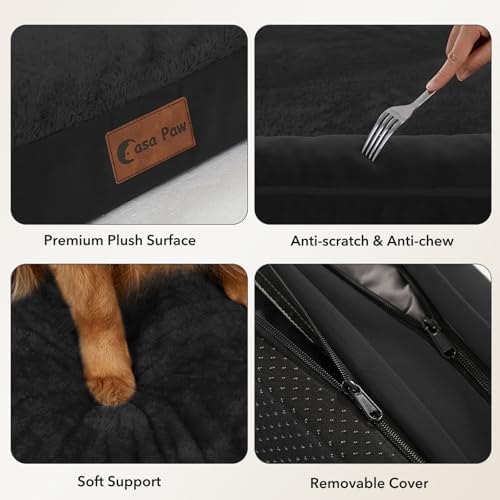 Orthopedic Washable Dog Bed for Extra Large Dogs, 53x42in, Black