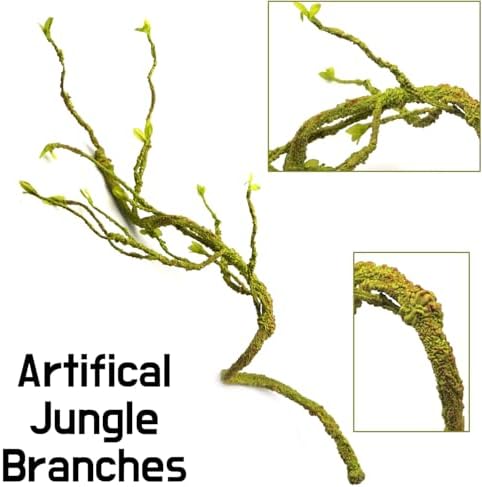 Reptile Terrarium Decor Branch, 45'' Climbing Fake Plants for Reptile Enclosure, Ideal for Chameleon Bearded Dragon Lizard Gecko Tank Accessories