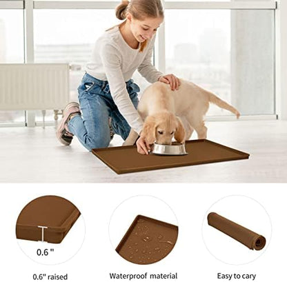 Silicone Dog Food Mat Waterproof Pet Feeding Tray for Small Medium Dogs