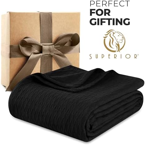 Superior Cotton Blanket, Lightweight, Breathable Bedding, Throw, Black