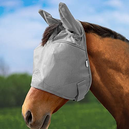 Harrison Howard UV-Proof Multi-Function Fabrics Thick Fleece Padding Horse Fly Mask Half Face with Ears Original Grey Warmblood Extra Large