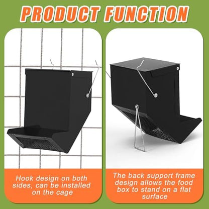 Maxcheck 2 Pcs Rabbit Feeder for Cages, 4.7 Inches, Mesh Bottom, Black