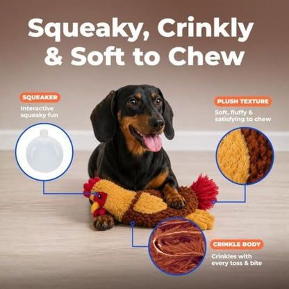 Best Pet Supplies Interactive Squeaky Dog Toy - Crinkle Chicken, Red