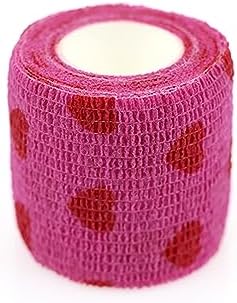 Self Adhesive Bandage Wrap Animal Cohesive Bandage Self Adherent Wrap First Aid Tape for Dogs Cats Horses Birds & Wrist Healing Ankle Sprain (2 Inch Heart 6 Rolls)