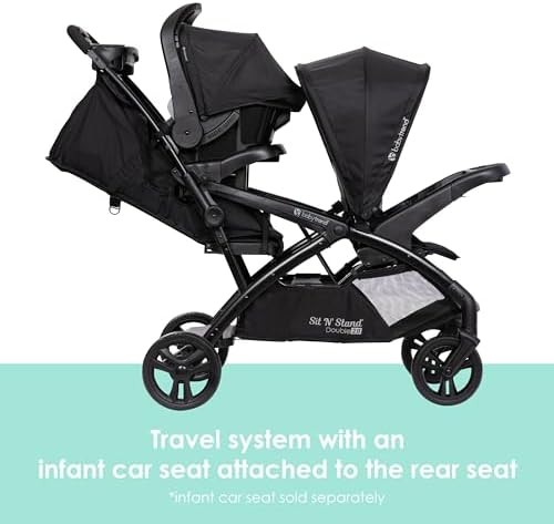 Baby Trend Sit N' Stand® Double 2.0 Stroller, Dash Black