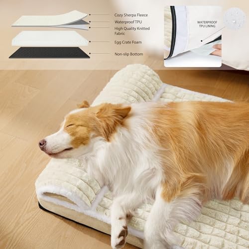 Orthopedic Medium Dog Bed Pillow Pet Sofa Bed 30''X20'' Ivory