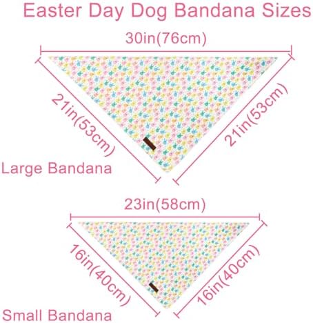 Easter Day Dog Bandana, UP URARA PUP Easter Bunny Triangle Bid Scarf for Medium Large Dogs, Cotton Kerchief for Girl Boy Puppies, Cute Spring Bunny Bandana,L
