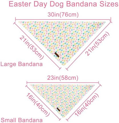 Easter Day Dog Bandana, UP URARA PUP Easter Bunny Triangle Bid Scarf for Medium Large Dogs, Cotton Kerchief for Girl Boy Puppies, Cute Spring Bunny Bandana,L
