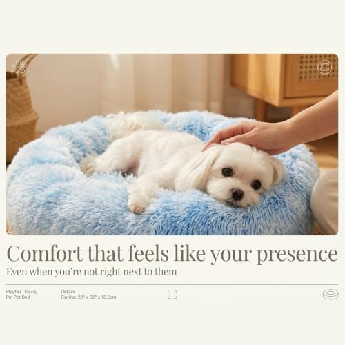 nononfish Donut Dog Bed for Small Dogs,Soft Round Calming Bed