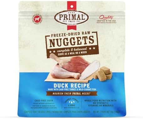 Primal Freeze Dried Raw Dog Food Nuggets, Duck, 14 oz