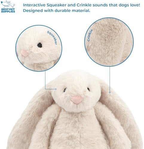 Best Pet Supplies Bunny Buddy Squeaky Plush Dog Toy - Beige, Medium