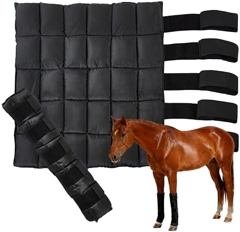 Reusable Gel Horse Ice Boots 2 Pack, Adjustable 5 Leg Cooling Wraps