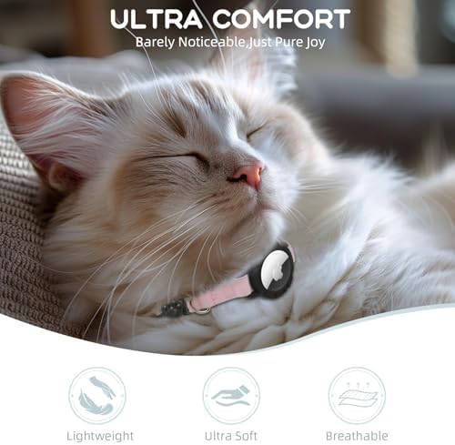 AirTag Cat Collars, Stretchy Collar with Apple Air Tag Holder and Bell