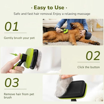 Pecute Skin Friendly Self-Cleaning Slicker Brush for Dog & Cat Shedding