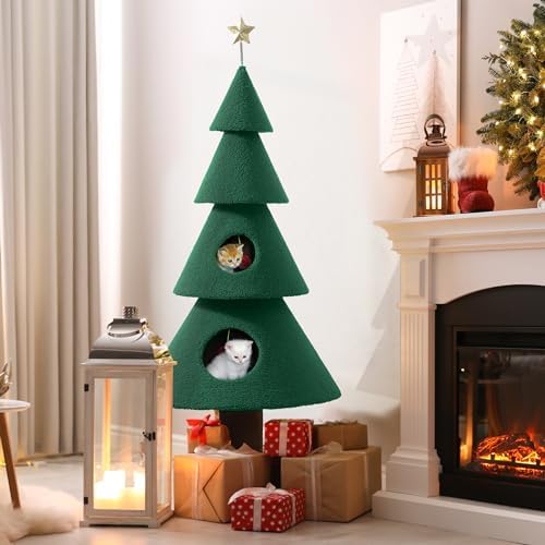 DWVO 60in Cat Christmas Tree with 2 Condos