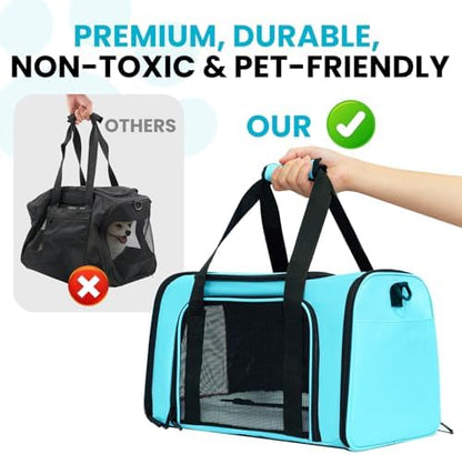 Soft-Sided Cat Carrier 20x13x13 in Expandable Travel Pet Bag 22LBS