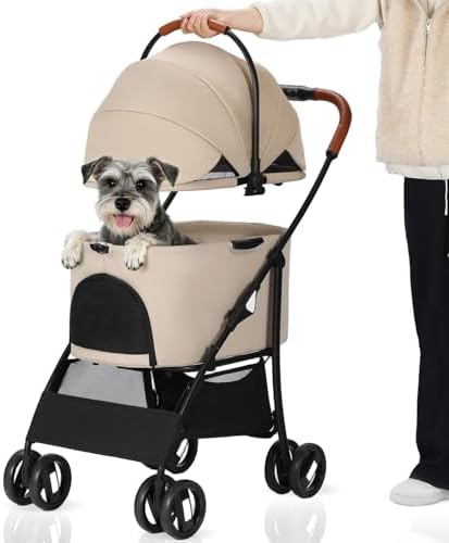 Pet Stroller for Small Dogs Cats Up to 45lbs with Detachable Canopy