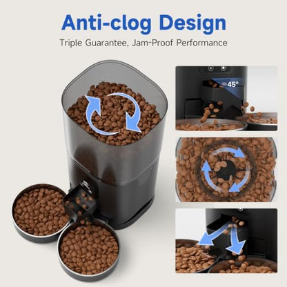 PAPIFEED Automatic Cat Feeder 2 Cats, WiFi Auto Cat Feeder with App, 7L Slow-Feed Cat Food Dispenser for Dry Food, Dual Power Supply Timed Pet Feeder for Cat, 10 Meals/Day, 12 Portions/Meal