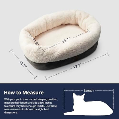 Cat Bed with Pet Pad, 17.7"×13.7", Gray