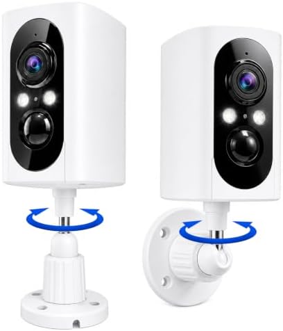 355° Pan Rotate Cameras 2 Pack, 2K Video, Security Cameras Wireless Outdoor