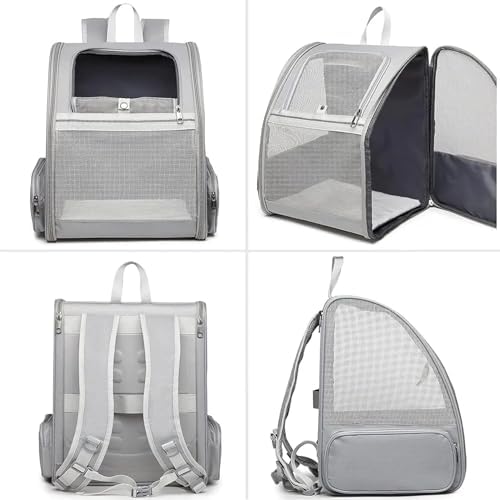 Ventilated Cats Dogs Rabbits Carrier Backpack for Small Pets and Puppies – Perfect for Outdoor Adventures and Vet Visits, Ultimate Comfort On-The-Go (Black)