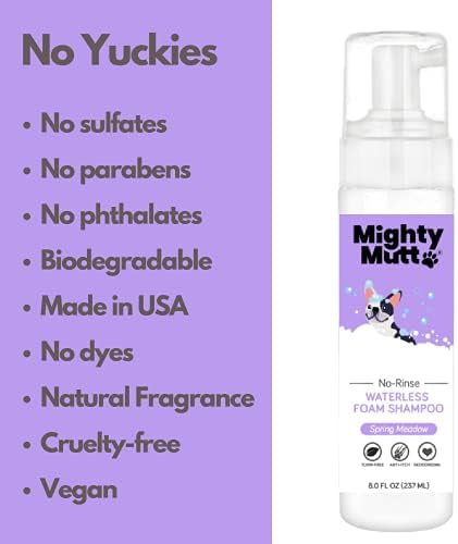 Mighty Mutt Hypoallergenic Waterless Dog Shampoo, Spring Meadow, 8 fl oz