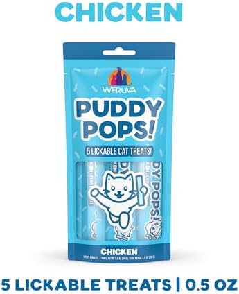 Weruva Puddy Pops, Chicken Lickable Cat Treats, 0.5oz Tube, Pack of 5
