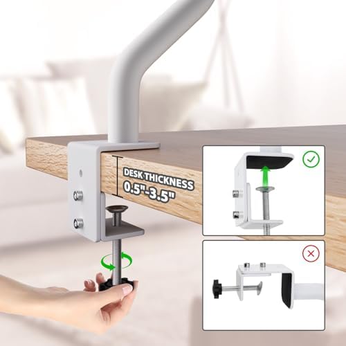 BALORAY Cat Desk Bed : Sturdy Desk Bed for Cat Support 45lbs, Desktop Cats Beds for Tables Game Office,Indoor Use Removable Desks Attachment Cotton Cats Nest,Heavy-Duty Metal Frame and Clamp (White)