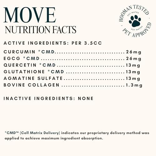 Move Joint Health Dog Supplement with Bovine Collagen - Sooth Pain from Inflammation and Support Dog's Immune System with Antioxidants