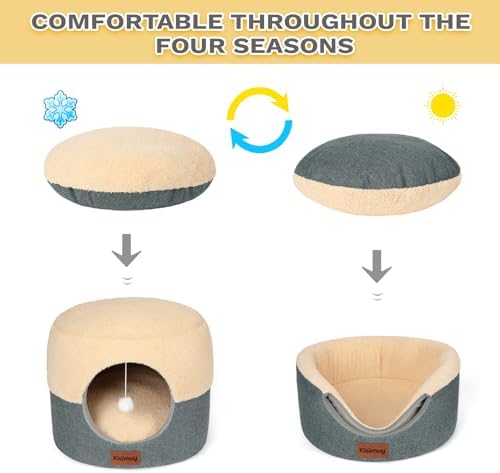 2-in-1 Foldable Cat Bed for Indoor Cats, Cat Cave & Sofa Bed