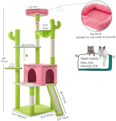 DWVO 68" Tall Cactus Cat Tree