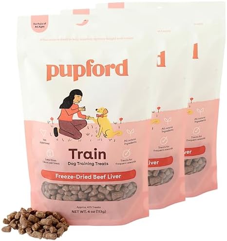 Pupford Freeze Dried Dog & Puppy Training Treats (Beef Liver, 4 oz, 3 Pack)