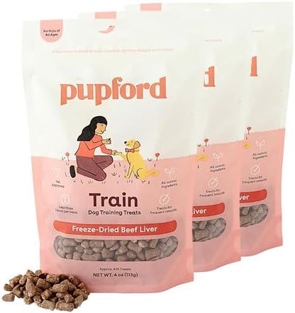 Pupford Freeze Dried Dog & Puppy Training Treats (Beef Liver, 4 oz, 3 Pack)