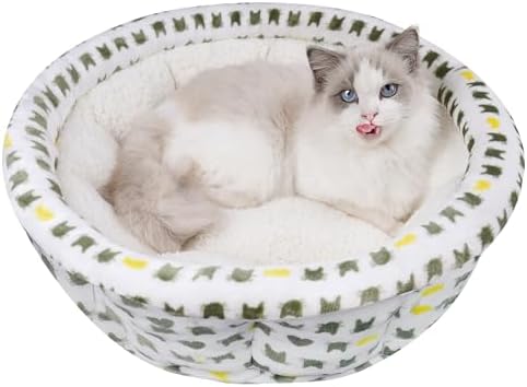 AIWIKIDE Super Soft Small Dog & Cat Bed, Anti-Anxiety Puppy Cuddler, Cozy Round Fluffy Plush Pet Bed, Machine Washable Faux Fur Donut Cuddler