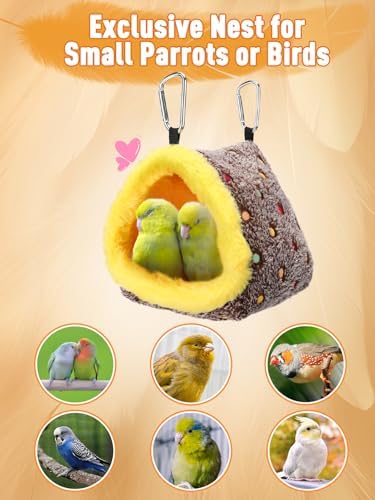 MEWTOGO Small Winter Warm Bird Nest House with Support Board for Cage