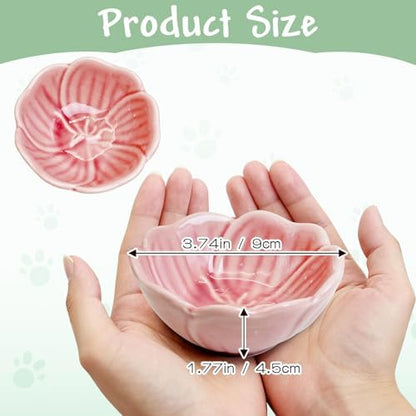 BNOSDM 2 Pcs Hamster Ceramic Food Bowl Flower Series Gerbil Drinking Bowls Anti-Turning Food & Water Dish for Dwarf Syrian Hamsters Gerbil Chinchilla（Blue, Narcissus Pattern）