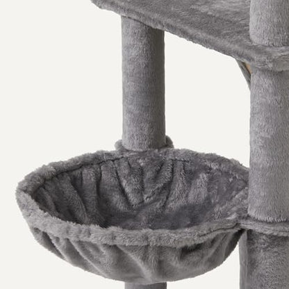 Amazon Basics Indoor Cat & Kittens Multi-Level Climbing Activity Tower with Scratching Posts, FSC Certified, 60.1" (152.7cm) H, Grey