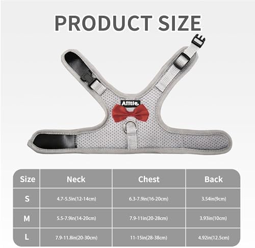 AIITLE Breathable Rabbit Harness and Leash Set with Cute Bow, Grey S
