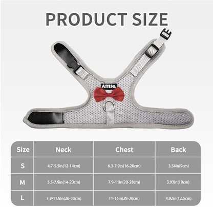 AIITLE Breathable Rabbit Harness and Leash Set with Cute Bow, Grey S