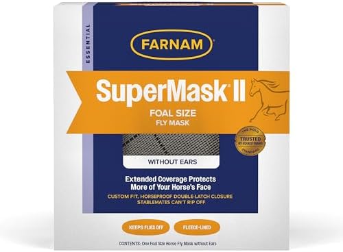 Farnam SuperMask II Horse Fly Mask Without Ears, Foal Size, Color May Vary