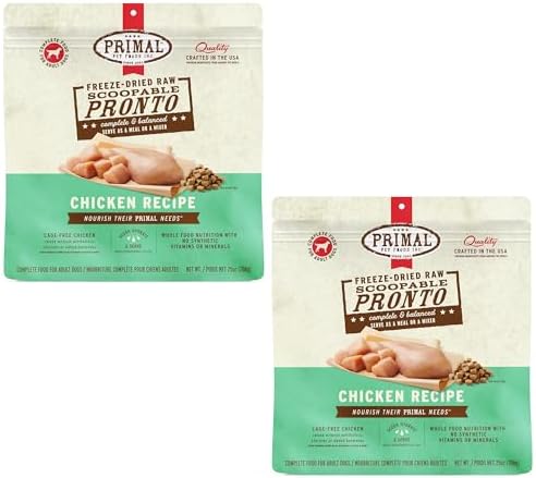 Primal Pronto Mini Nuggets, Freeze Dried Dog Food, Chicken, 25 oz (2 Pack)