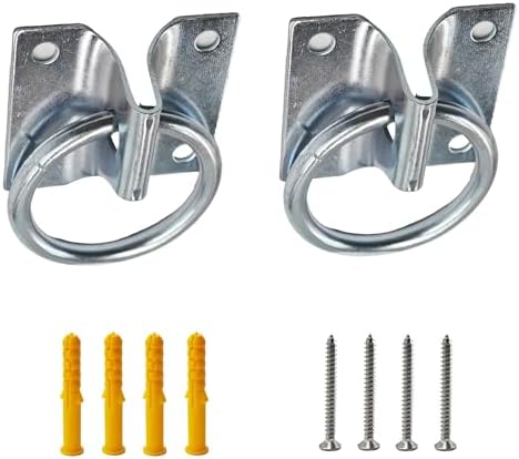 2Pcs M7*60 Metal Cross Tie Ring for Horse, Wall Mount Block Tie Rings for Horse Stall Stable Barn Supplies Equestrian Hitching Ring Hardware