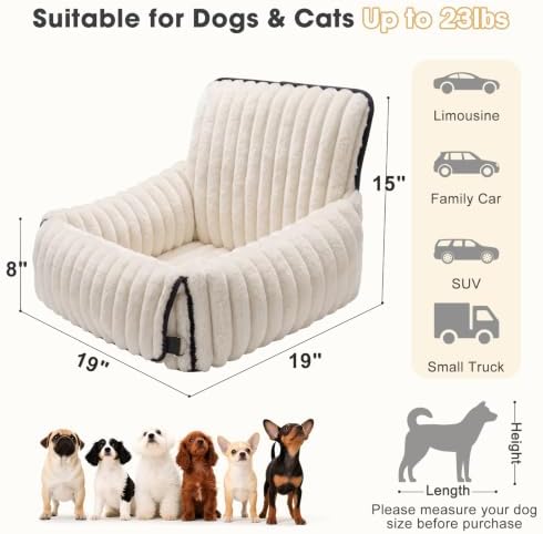 MIXJOY 6-in-1 Dog Car Seat for Small/Medium Dogs up to 25 lbs, Multi-Functional Dog Carrier for Car with Detachable Washable Cover, Pet Travel Bed with Clip-On Safety Leash, Beige