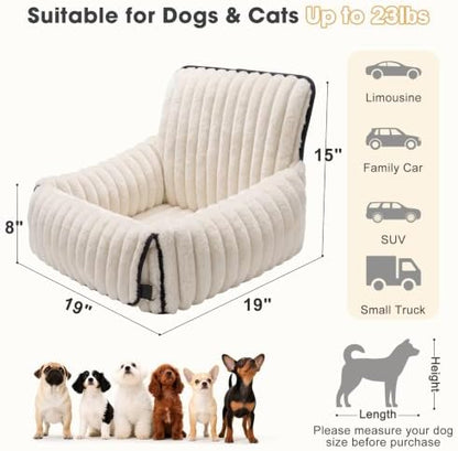 MIXJOY 6-in-1 Dog Car Seat for Small/Medium Dogs up to 25 lbs, Multi-Functional Dog Carrier for Car with Detachable Washable Cover, Pet Travel Bed with Clip-On Safety Leash, Beige