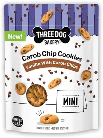 Three Dog Bakery Mini Carob Chip Cookie Crunchy Dog Treats - 8 oz Bag