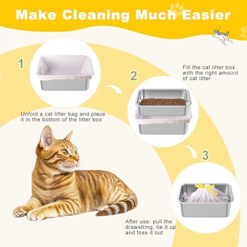 Litter Box Liners 20 Count, 29.5" x 12.6" Medium 3MIL Thicken Cat Litter Bags Tear Resistant Disposable Cat Litter Liners for M Stainless Steel Litter Box and Other Suitable Size Litter Box